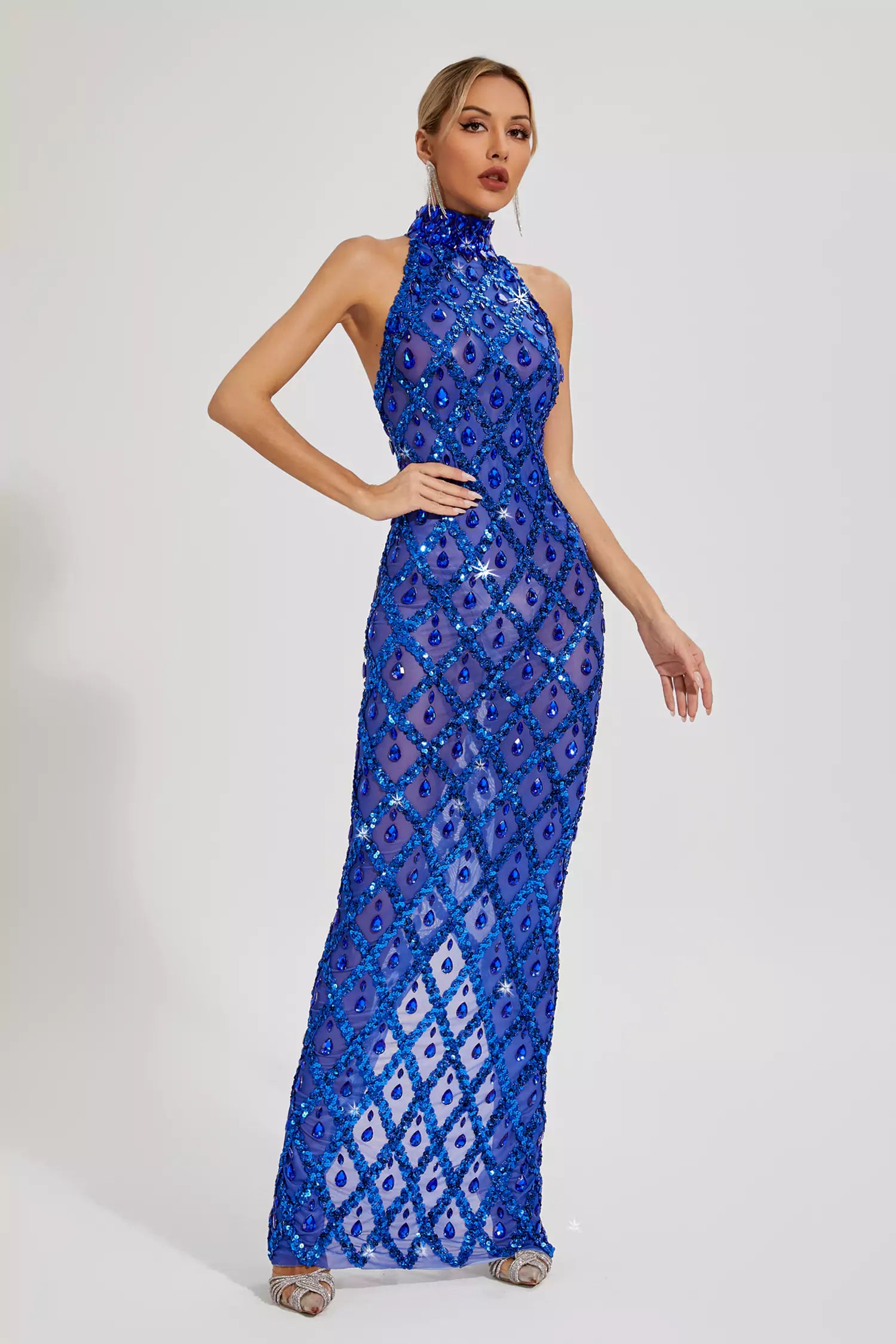 Cate Blue Diamond Maxi Dress