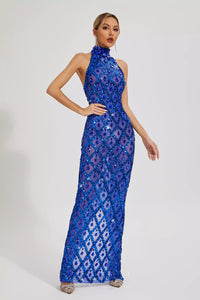 Cate Blue Diamond Maxi Dress