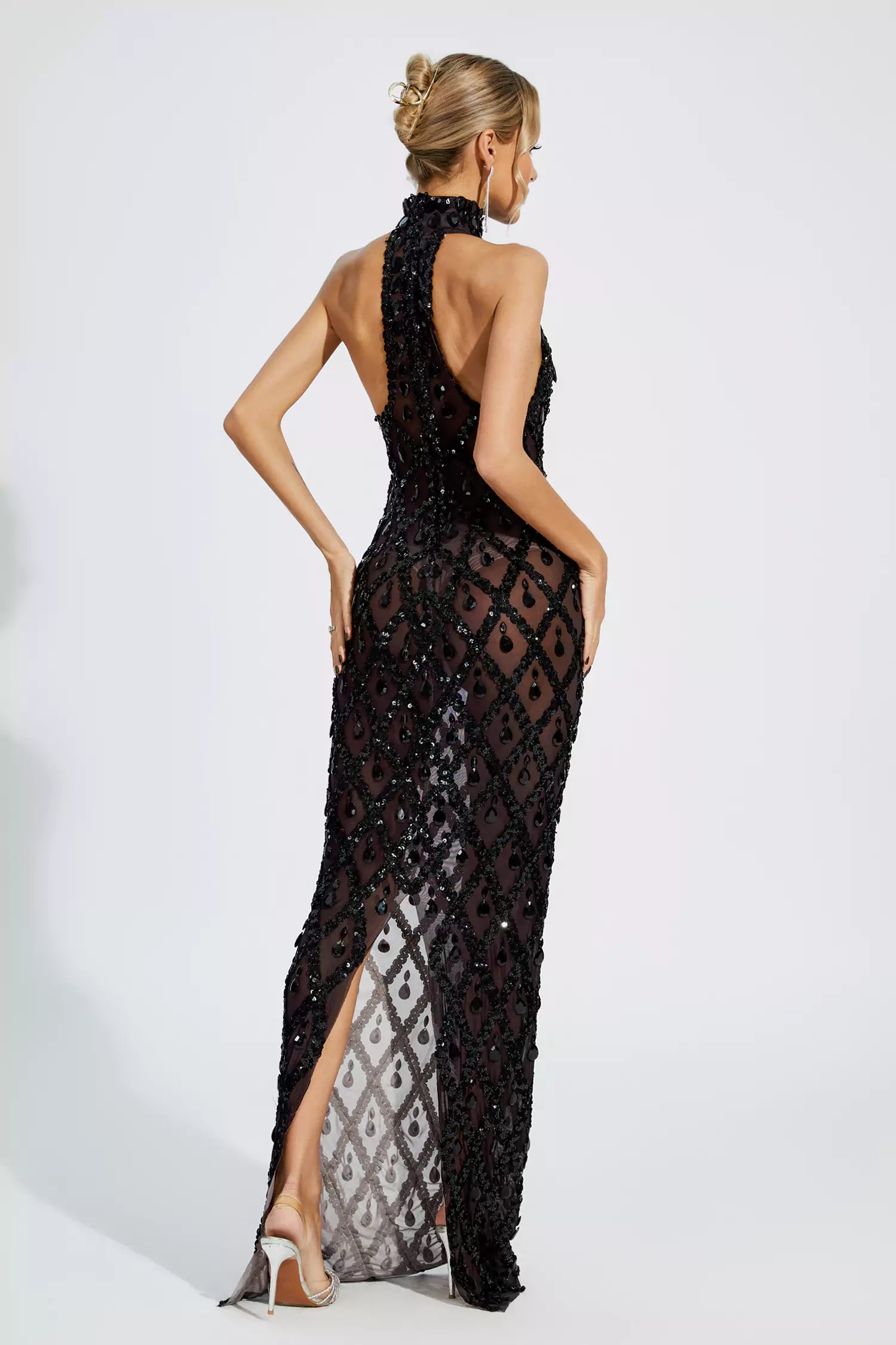 Cate Black Diamond Maxi Dress