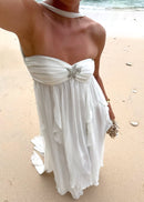 Noelia Strapless Ruffle Maxi Dress In White