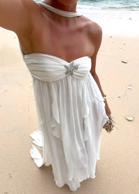 Noelia Strapless Ruffle Maxi Dress In White