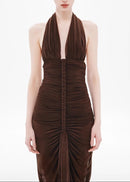 Elnyxa Halter Braid Detail Ruched Maxi Dress