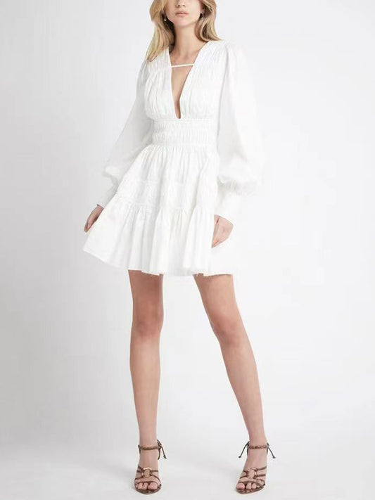 Snorri Ruched Mini Dress In White