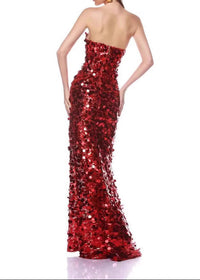 Didina Strapless Sequin Maxi Dress In Red