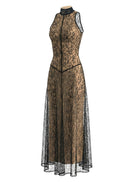 Cyalith Lace A Line Maxi Dress In Black