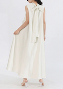 Theoline Sleeveless Floral-Applique Midi Dress In Apricot