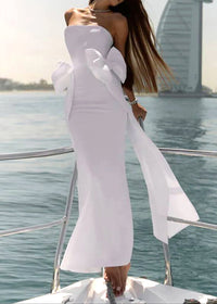 Abbott Strapless Bow Detail Maxi Dress In White