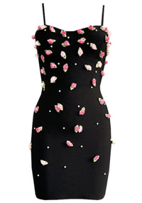 Athelis Floral Pearl Midi Dress In Black