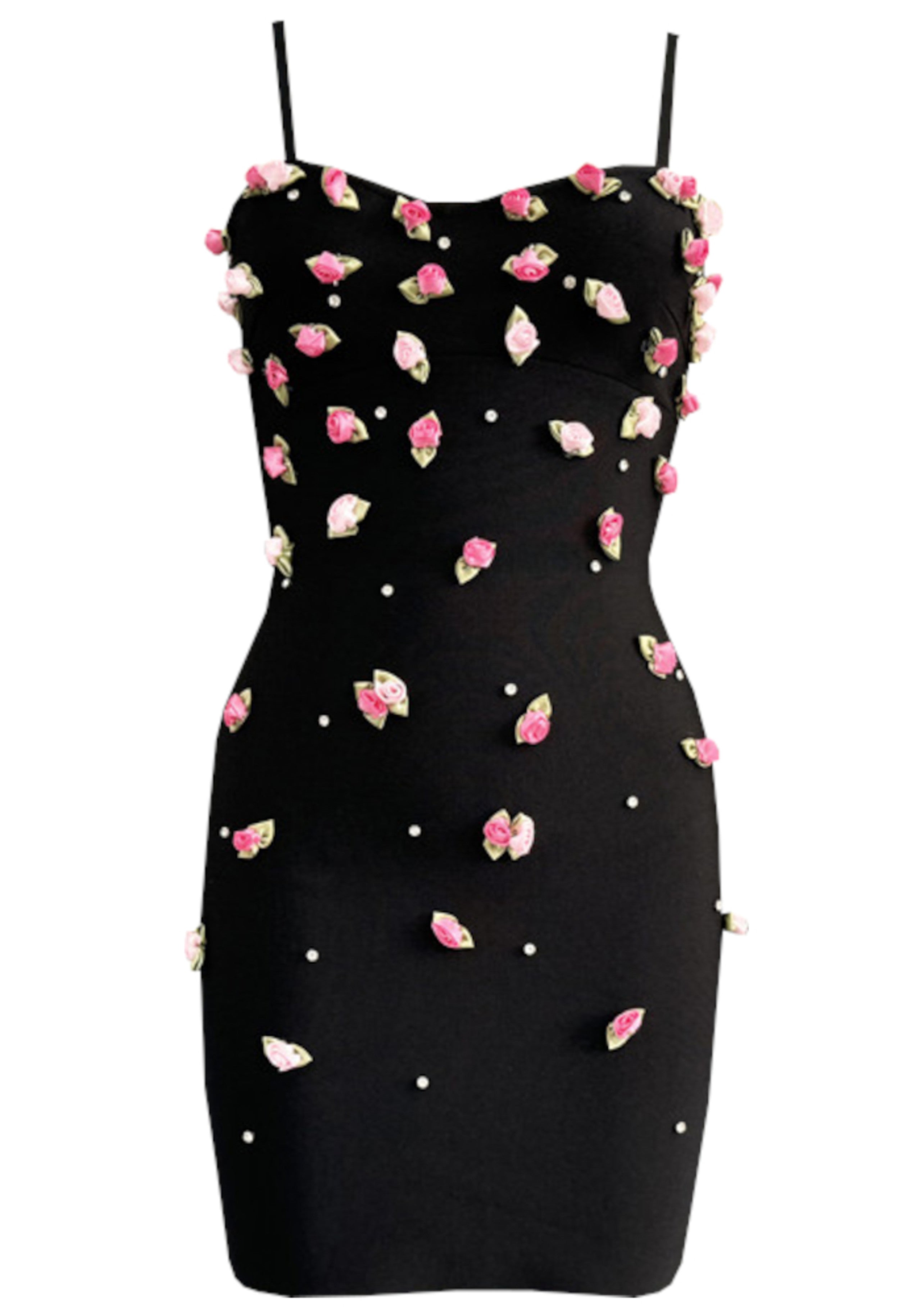 Athelis Floral Pearl Midi Dress In Black
