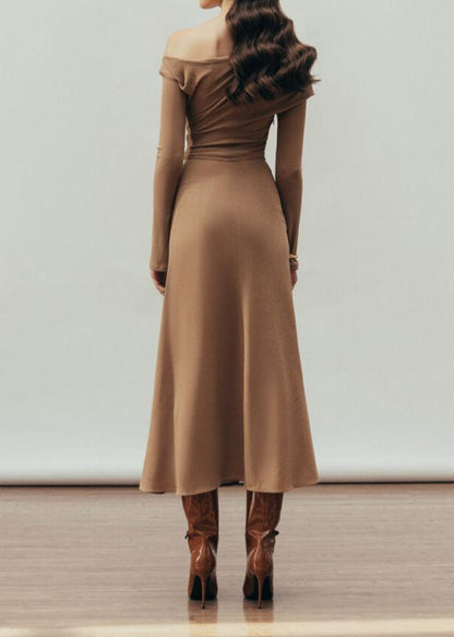 Macsen Draped Maxi Dress In Hazelnut