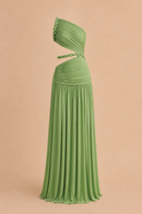 Seldari Asymmetric-Neck Sleeveless Maxi Dress In Green
