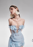 Ryneth 3D Floral Strapless Mini Dress