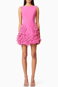 Eliava Floral Appliqué Mini Dress In Pink