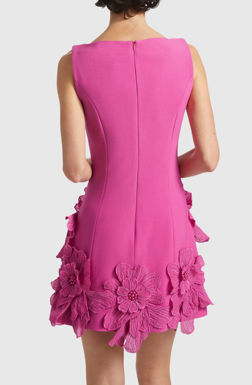 Eliava Floral Appliqué Mini Dress In Pink