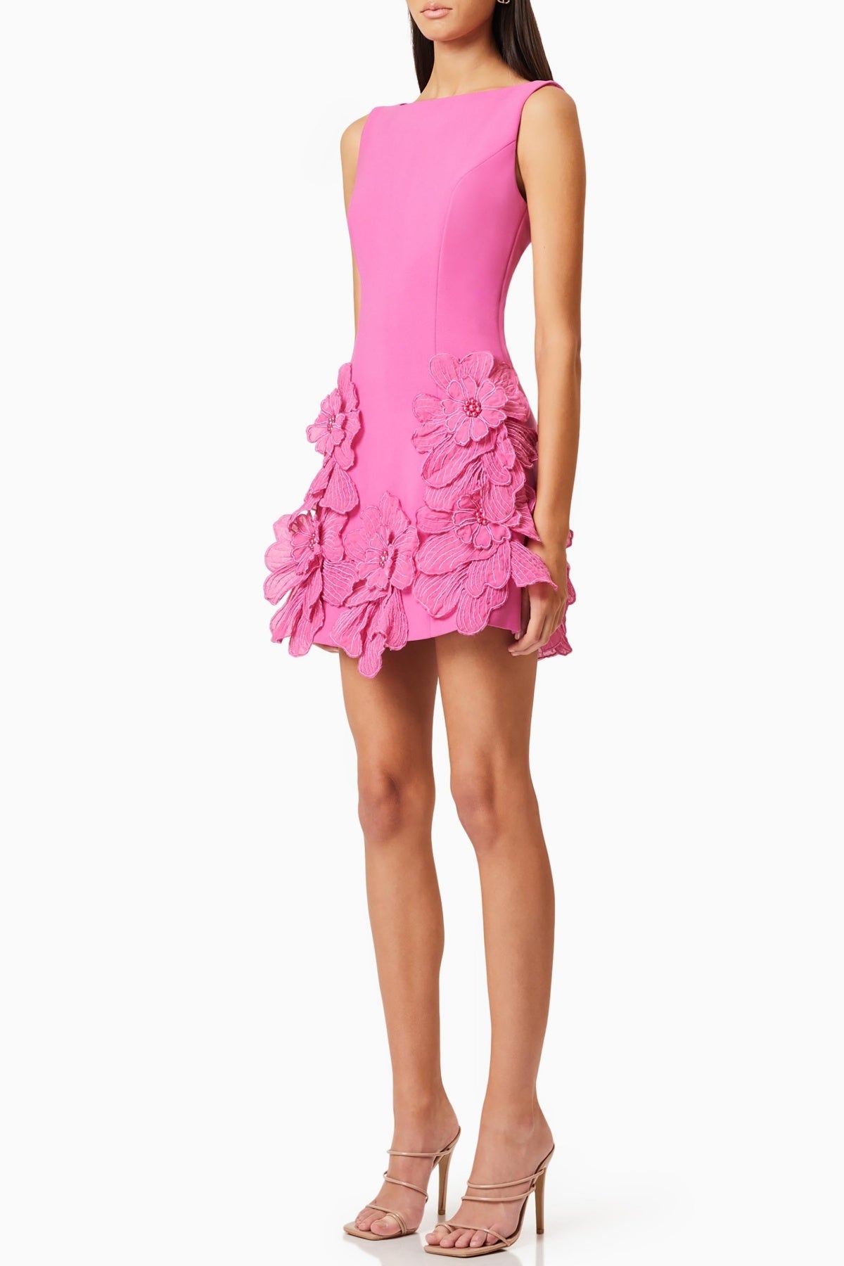 Eliava Floral Appliqué Mini Dress In Pink