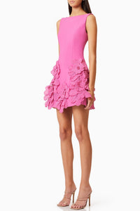 Eliava Floral Appliqué Mini Dress In Pink