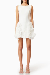 Eliava Floral Appliqué Mini Dress In White