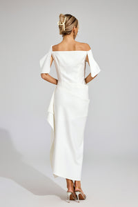 Felara Ruffle Off Shoulder Maxi Dress In White