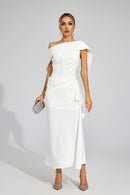 Felara Ruffle Off Shoulder Maxi Dress In White