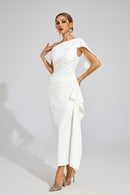 Felara Ruffle Off Shoulder Maxi Dress In White