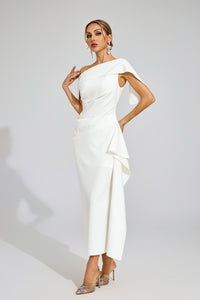 Felara Ruffle Off Shoulder Maxi Dress In White