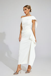 Felara Ruffle Off Shoulder Maxi Dress In White