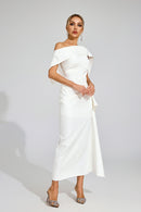 Felara Ruffle Off Shoulder Maxi Dress In White
