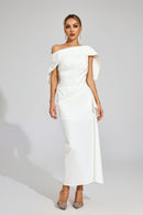 Felara Ruffle Off Shoulder Maxi Dress In White