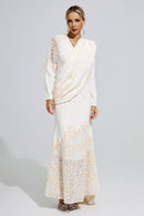 Fervun Apricot Lace Maxi Dress