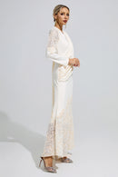 Fervun Apricot Lace Maxi Dress