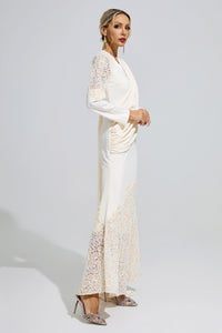 Fervun Apricot Lace Maxi Dress