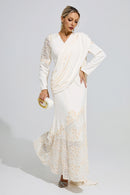 Fervun Apricot Lace Maxi Dress