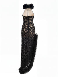 Fedella Asymmetric Cutout Lace Maxi Dress