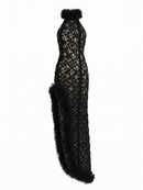 Fedella Asymmetric Cutout Lace Maxi Dress
