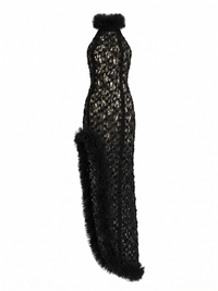 Fedella Asymmetric Cutout Lace Maxi Dress