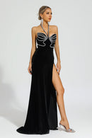 Alston Black Diamond Halter Dress