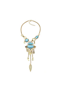Maija Blue Gem Tassel Necklace