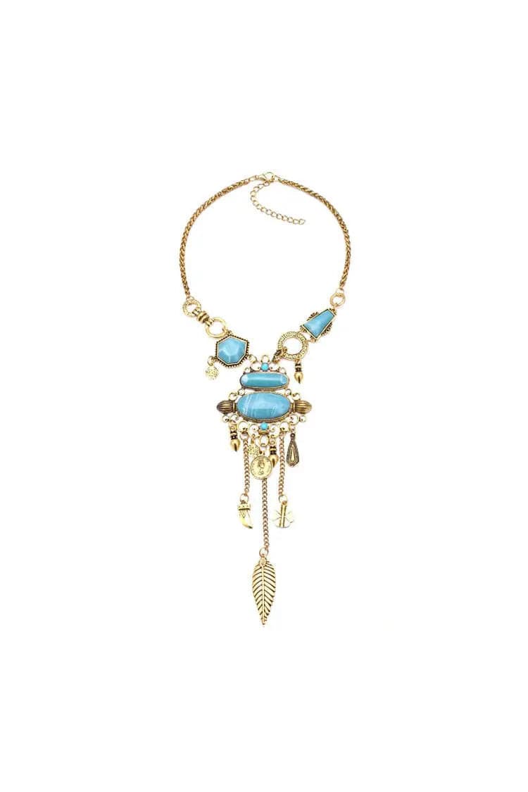 Maija Blue Gem Tassel Necklace