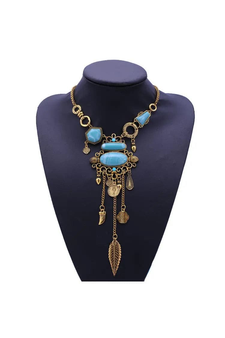 Maija Blue Gem Tassel Necklace