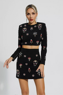 Sobia Crystal Embellished Set In Black