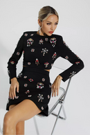 Sobia Crystal Embellished Set In Black