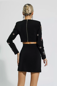 Sobia Crystal Embellished Set In Black