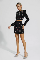 Sobia Crystal Embellished Set In Black