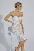 Lotus White Lace Flower Off-shoulder Dress
