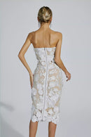 Lotus White Lace Flower Off-shoulder Dress