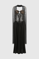 Luvric Strapless Lace Scarf  Maxi Dress