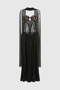 Luvric Strapless Lace Scarf  Maxi Dress
