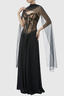 Luvric Strapless Lace Scarf  Maxi Dress