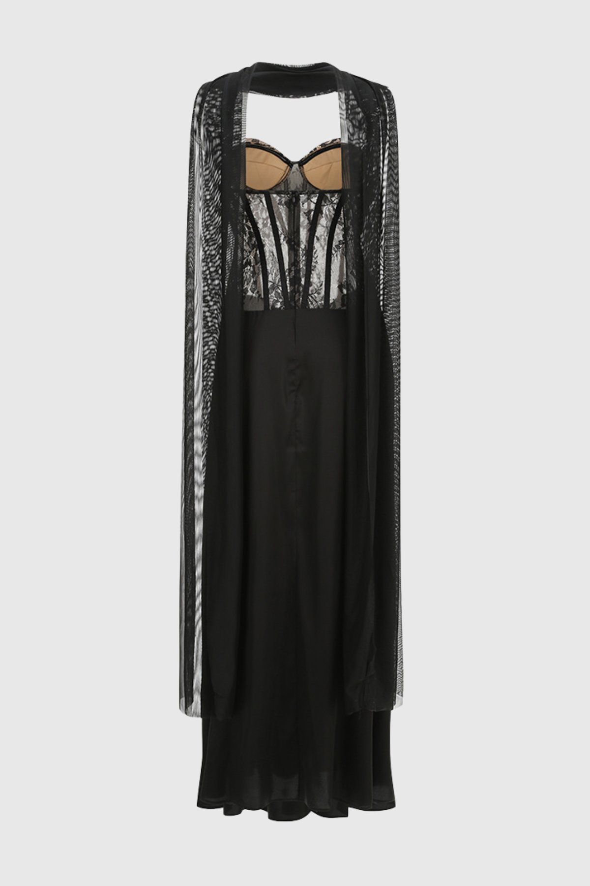 Luvric Strapless Lace Scarf  Maxi Dress