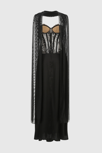 Luvric Strapless Lace Scarf  Maxi Dress